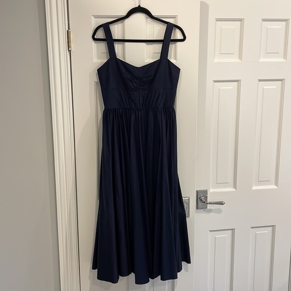 Jason Wu gathered midi navy dress - Picture 2 of 9
